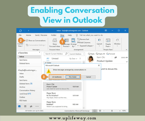 Using Conversation view is a nice outlook feature to stay organized