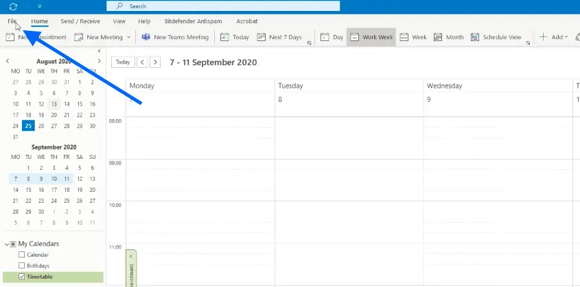 How to Import Calendar Events into Outlook Calendar using CSV Template Step 1