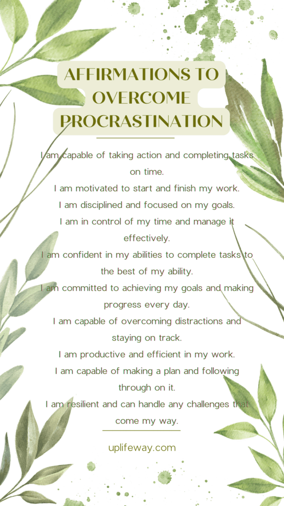 Affirmations to overcome procrastination