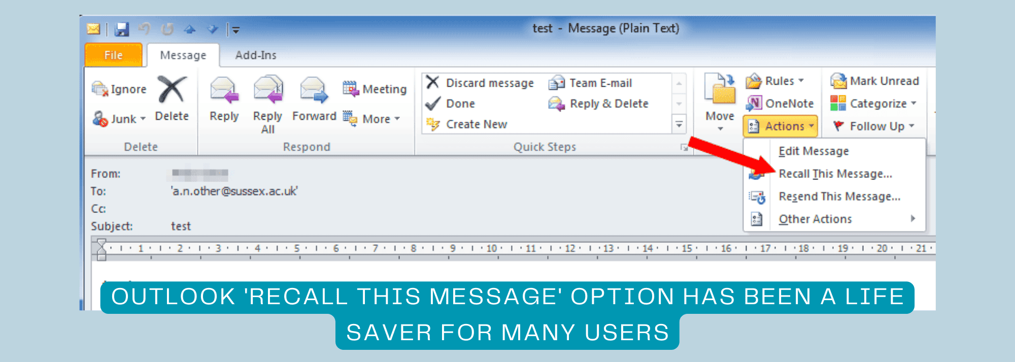 How to recall message in Outlook