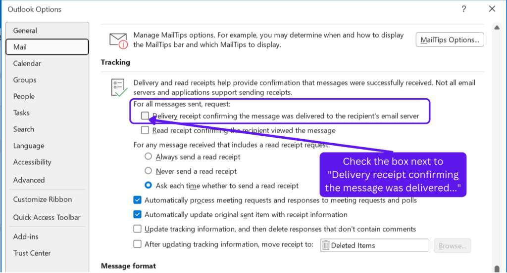 How to Turn On or Off Read Receipts Outlook Globally